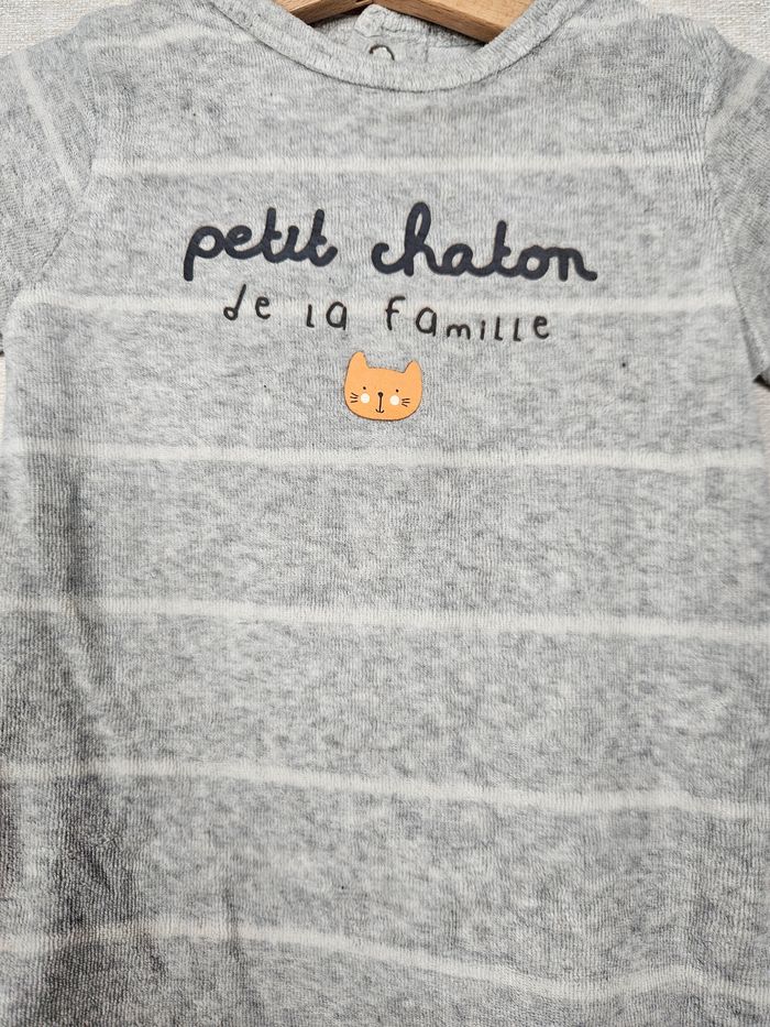 Pyjama velours kiabi 3 mois 56-62cm - photo numéro 2