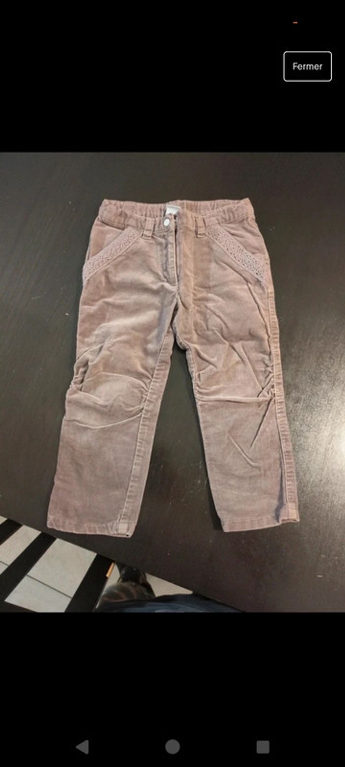 Pantalon broderie anglaise petit bateau violet vieux rose 2 ans