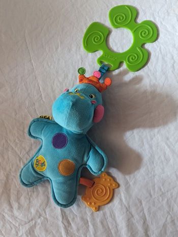Petit Dragon Bleu Doudou Petite Couronne Points Ventre Animal Faune Peluche Petits Enfants Bébés