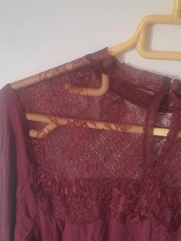 Blouse Bordeaux à dentelle Pimkie Taille L - photo numéro 11