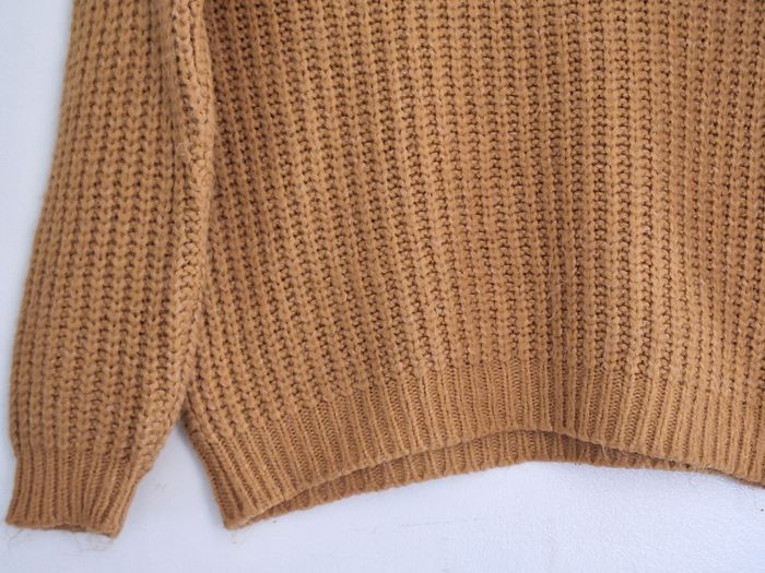 Pull couleur moutarde unie à grosses mailles - photo numéro 3