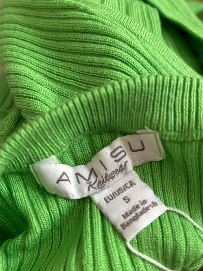 Ensemble côtelé vert vif crop top asymétrique + jupe longue – tendance Y2K - photo numéro 11