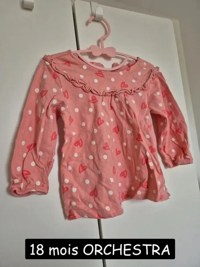 T-shirt blouse Orchestra 18 mois 81 cm rose manches longues - photo numéro 2