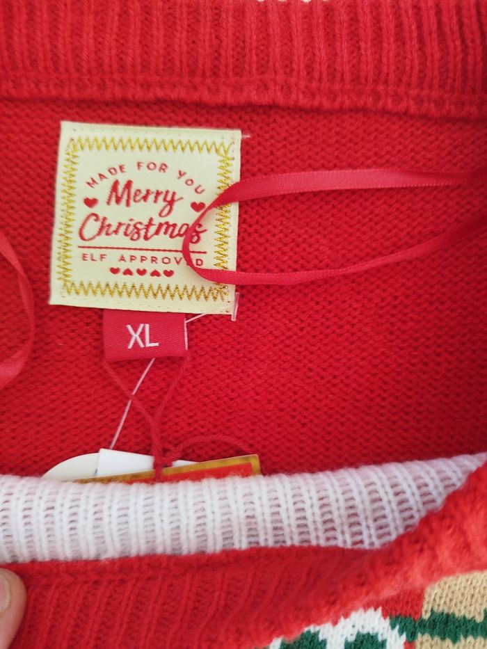 Pull de Noël pour Femme Rouge Renne Rudolph Echarpe - photo numéro 4