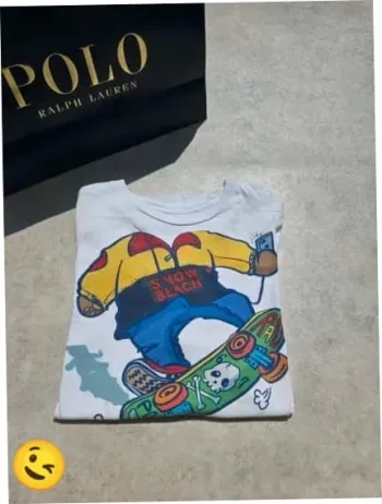 T-shirt Ralph Lauren XL coupe col rond blanc skate Homme Men tee035