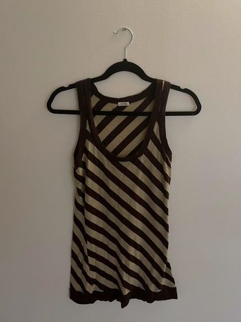 Débardeur long rayé pailleté ton marronné