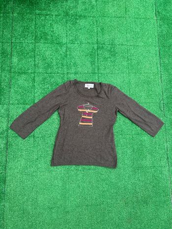 Pull Infinités gris brodé S femme très bon état