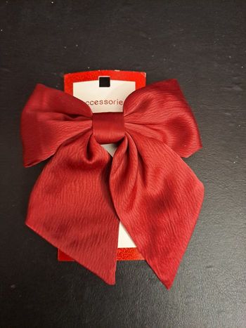 Barette nœud bordeaux cheveux