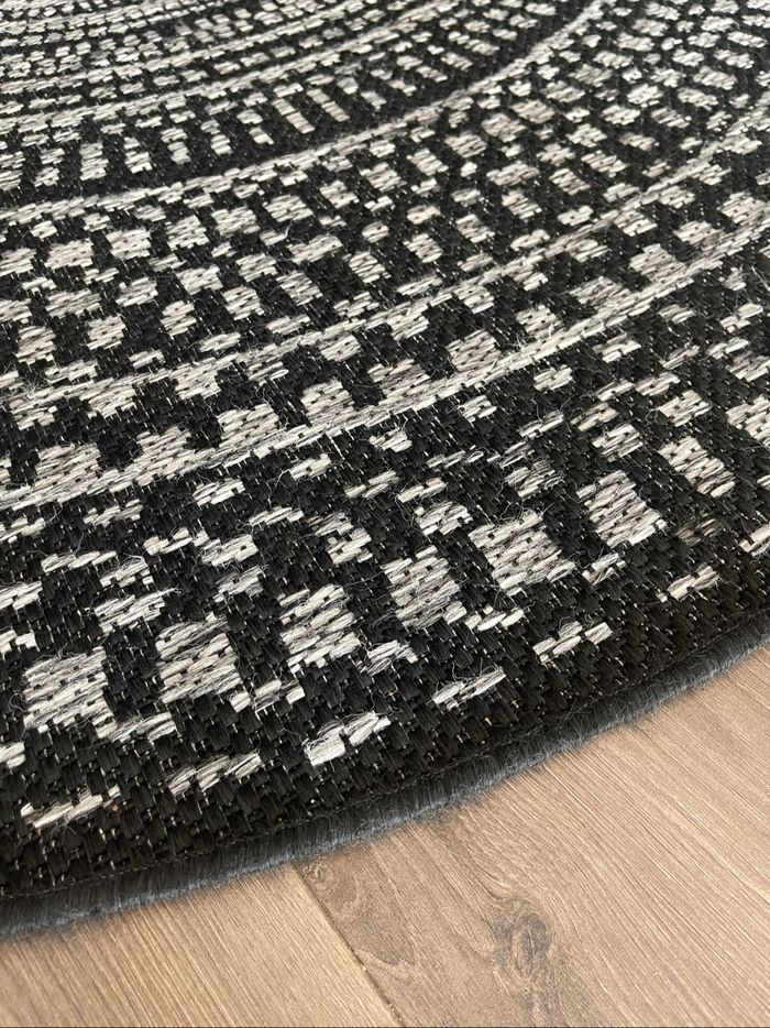 Tapis noir blanc rond 200cm - photo numéro 6