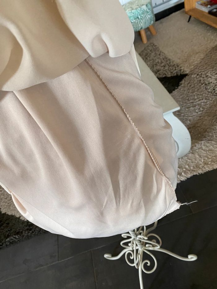 Robe été Made in France fluide beige / crème perlé avec col tressé taille S - photo numéro 12