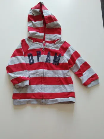 sweat zippé à capuche rayé dpam garcon 12 mois