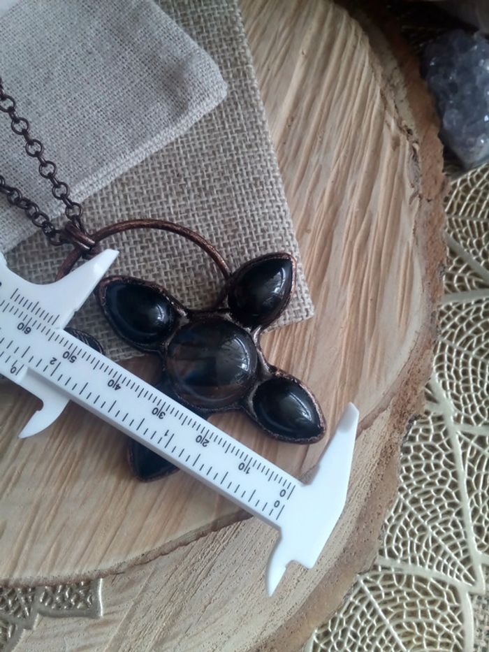 Collier de protection en pierres naturelles d'obsidienne et de labradorite - photo numéro 3