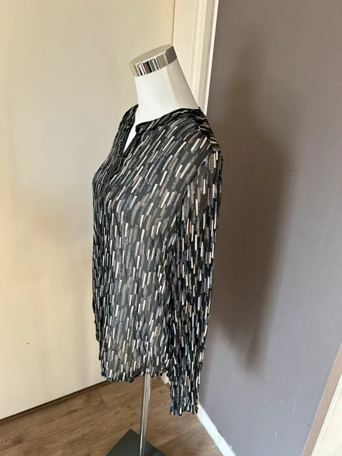 Vie nocturne Blouse haut top voilée imprimée femme, taille 40 - photo numéro 2