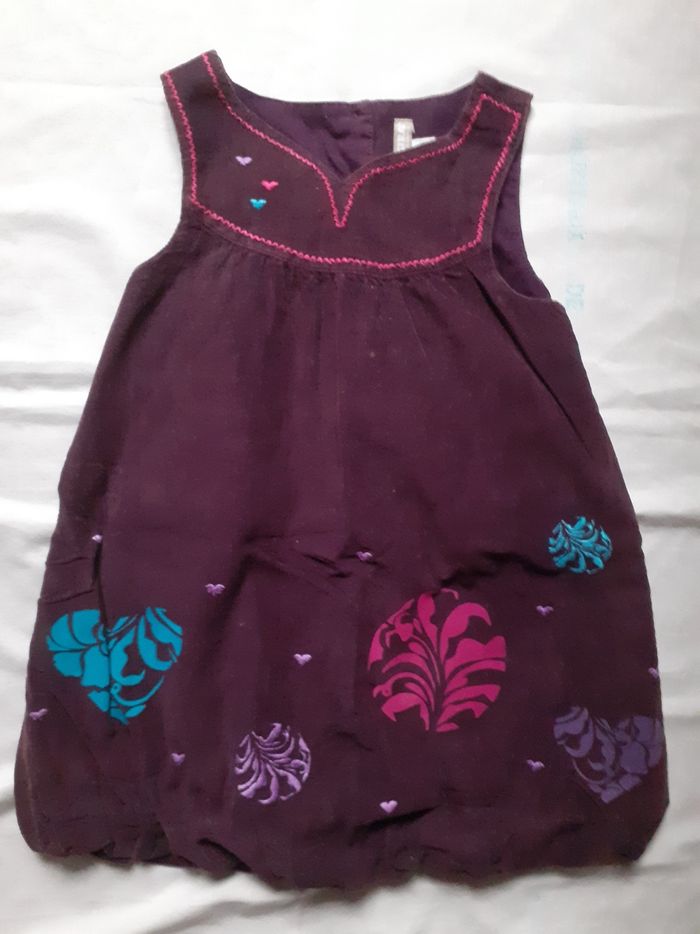 Robe bordeaux motif framboise, turquoise et mauve