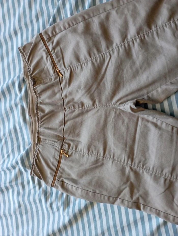 Pantalon beige taille élastique - photo numéro 2