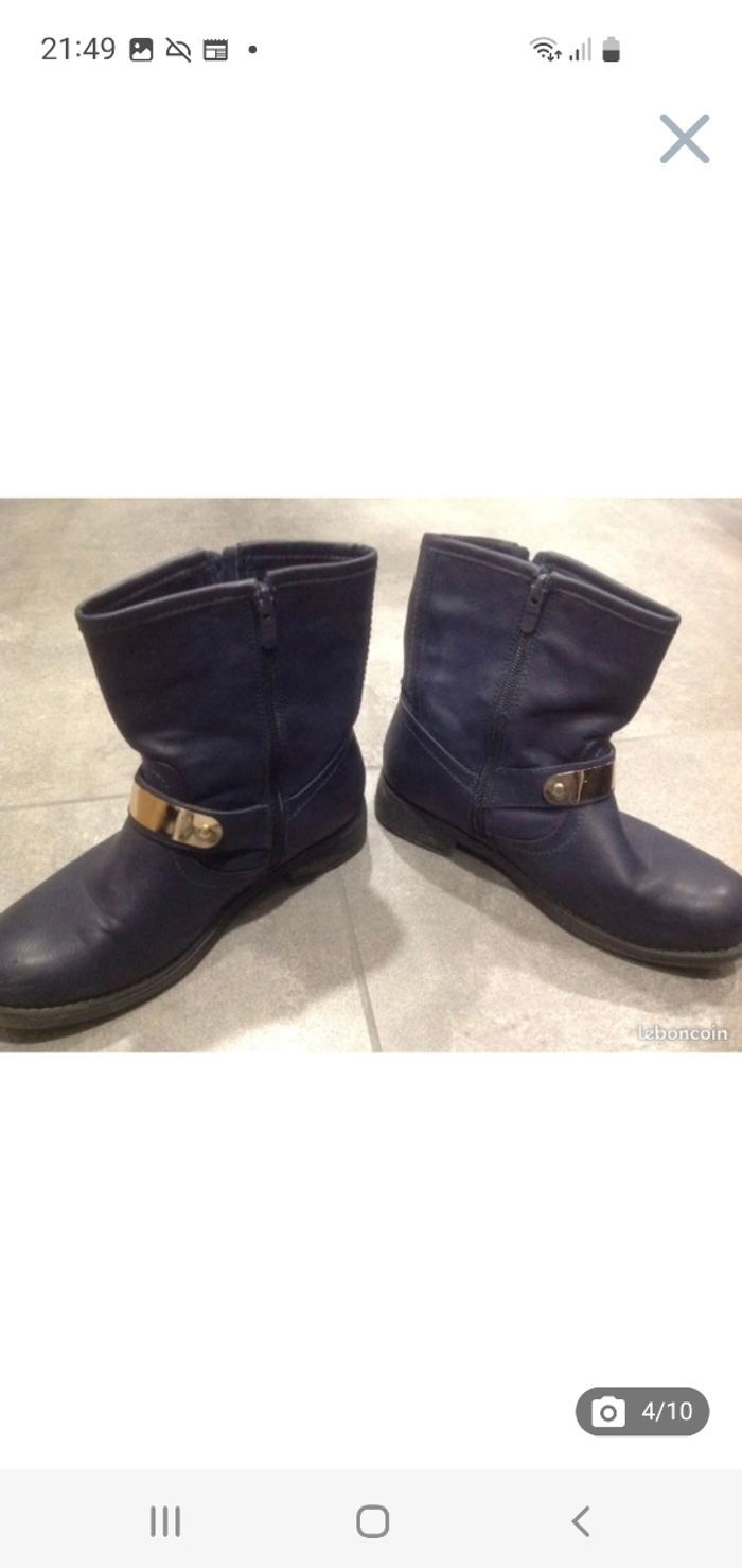 Bottines bleu marine talons plats T.37 - photo numéro 4