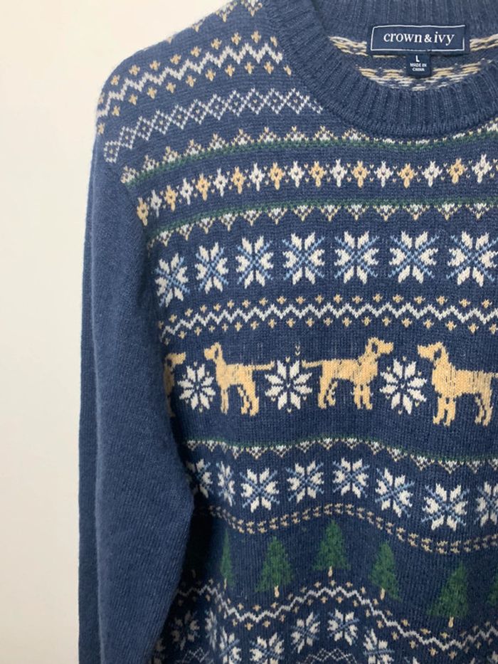 Pull vintage d’hiver animalier chier vintage 90’s - photo numéro 2