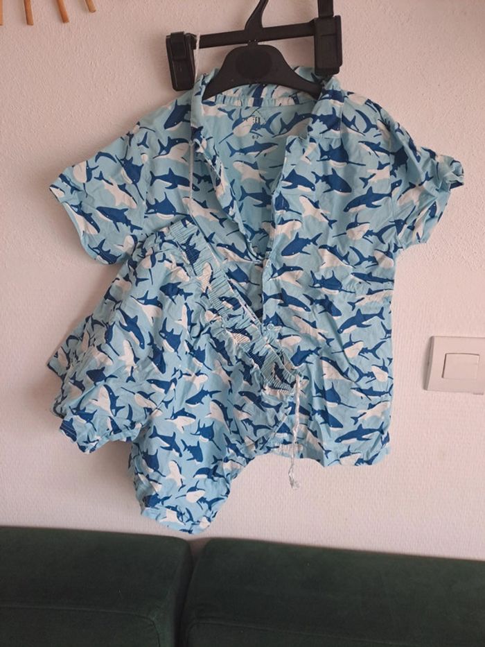 Pyjama garçon chemisette et short bleu requins BCBG tex 6/7 ans