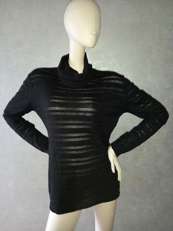 pull noir col roulé rayé transparent pour grossesse maternité noppies taille 42