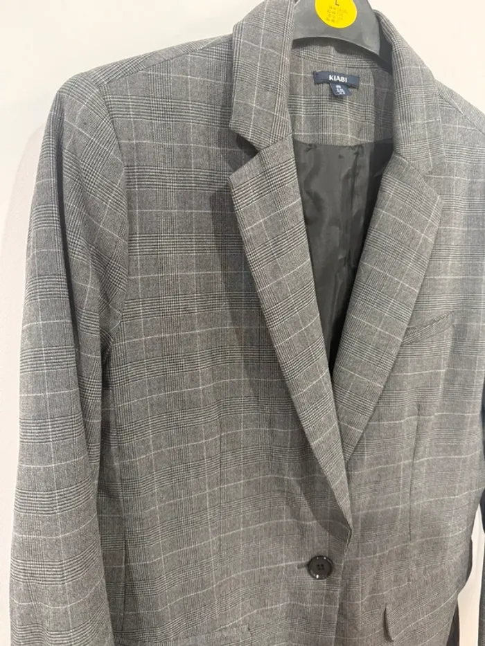 Veste blazer femme, grise à carreaux Kiabi taille 40 - photo numéro 3