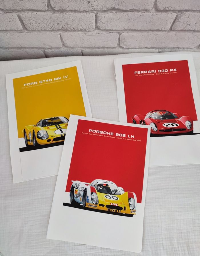 Lot affiche toile voiture de course