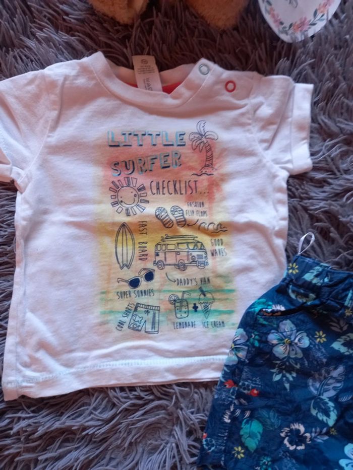 Ensemble été short + tshirt garçon 6 mois - photo numéro 4