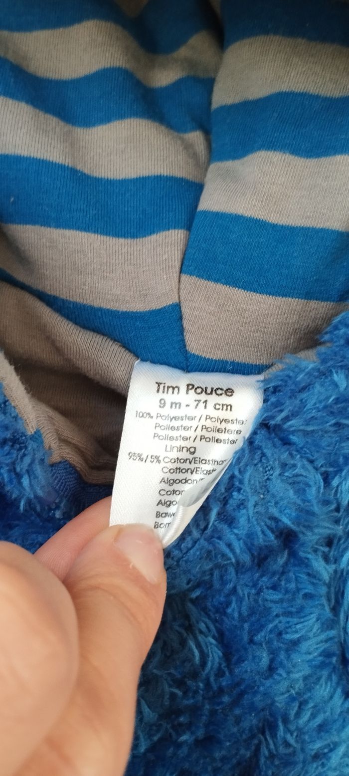 Combinaison hiver garçon 9 mois tim pouce - photo numéro 3