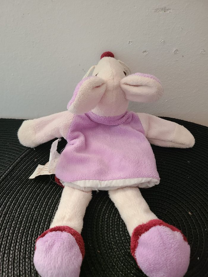 Doudou Babynat Souris Semi Mousse Violet Bordeaux - photo numéro 2