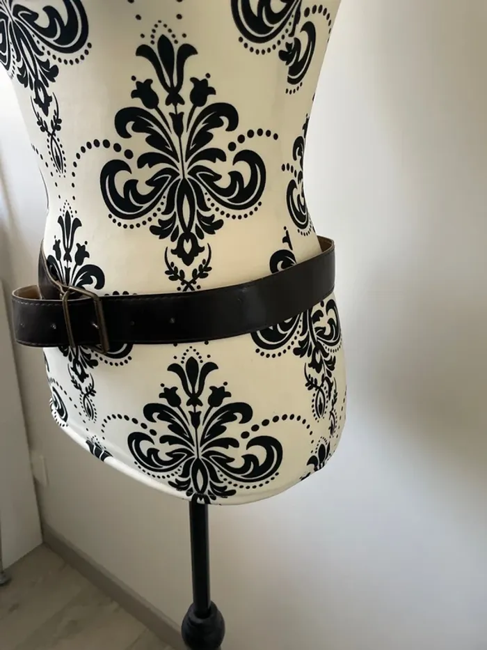 Ceinture Large marron très foncé Similicuir avec Boucle Vintage - photo numéro 4