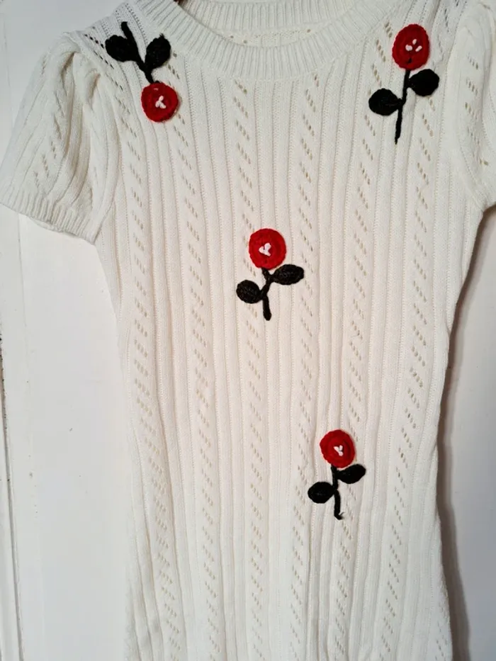 Robe longue en maille motifs fleurs. Esprit vintage. - photo numéro 3