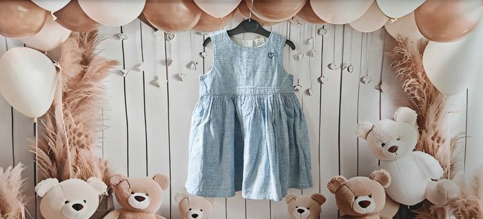 Robe sans manches bleue cœur H&M bébé fille 12-18 mois