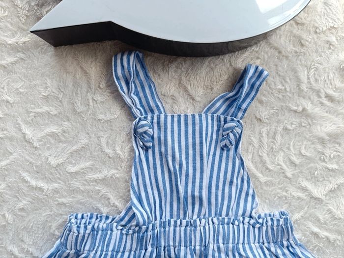Robe bretelles style salopette rayures Fille 6/9 mois H&M 100% coton - photo numéro 3