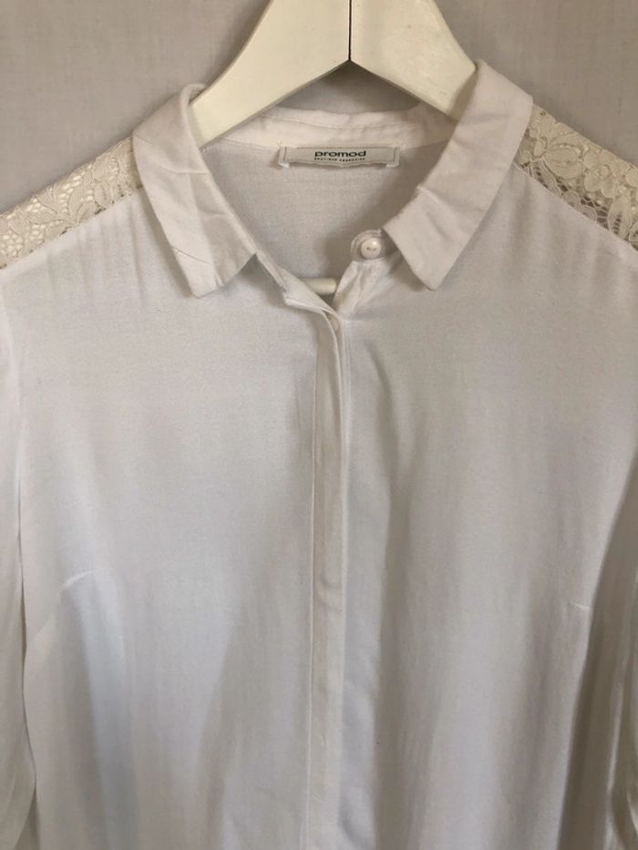 Chemise blanche manches longues dentelle Promod taille 36 38 très bon état - photo numéro 16