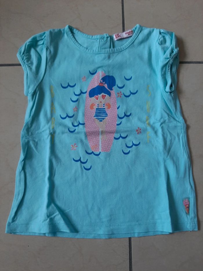 Lot de 2 tee shirts manches courtes fille 24 mois - photo numéro 2