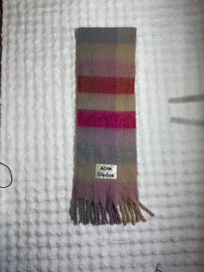 Acne Studios écharpe mohair carreaux rose/lila - photo numéro 2