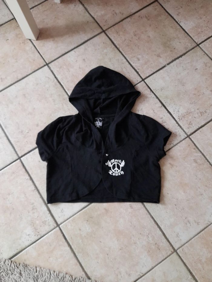 Boléro noir à capuche coton Jennyfer TL 40