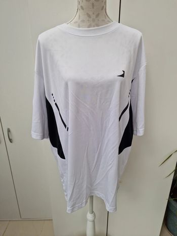 T-Shirt Respirant Vélo Cyclisme Blanc Et Imprimé Noir