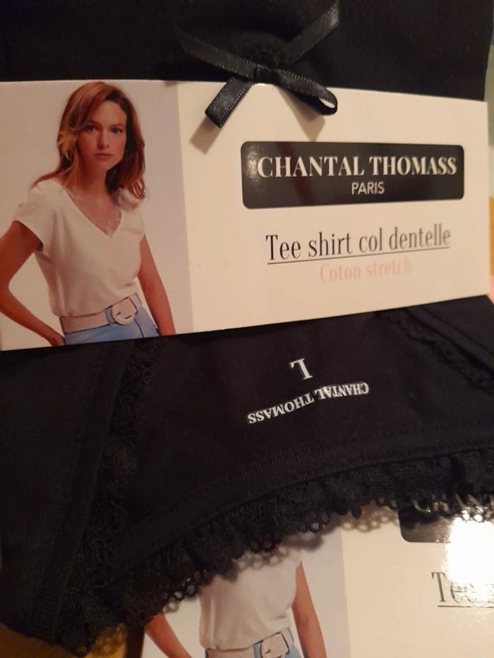 Lot 2 t-shirts en coton avec col dentelle taille M/L - photo numéro 2