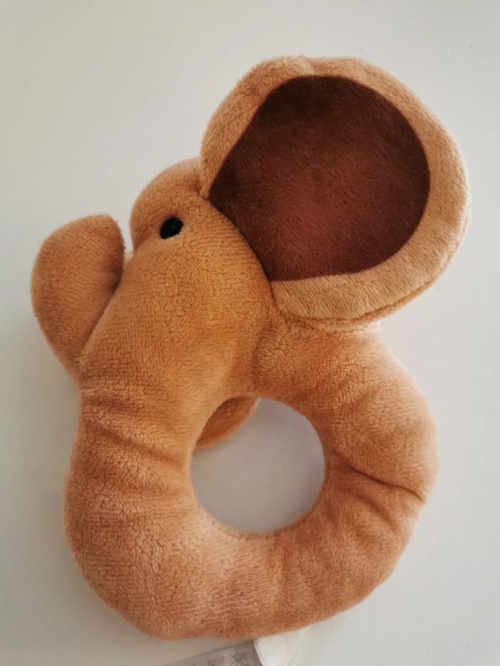 Hochet bébé éléphant orangé - photo numéro 3