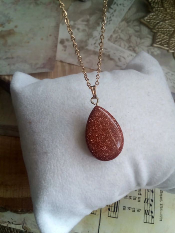 Collier réversible pierre de soleil - photo numéro 3