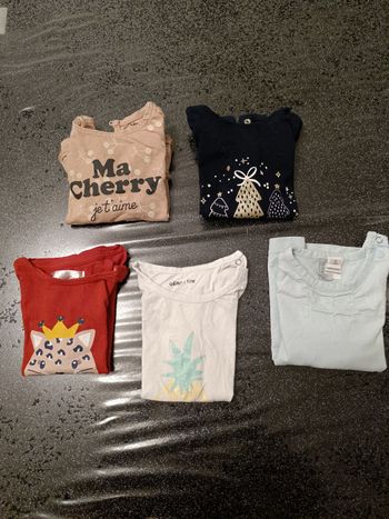 Lot t-shirt fille 12 mois