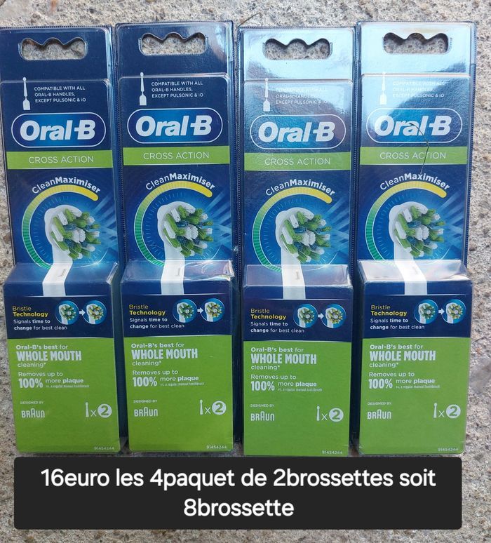 Brossette oral b 16euro les 4paquet de 2brossette soit 8brossette
