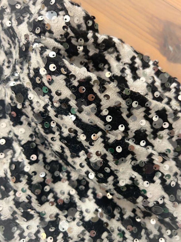 Manteau oversize lainage et sequins pied de poule 42/44 - photo numéro 5