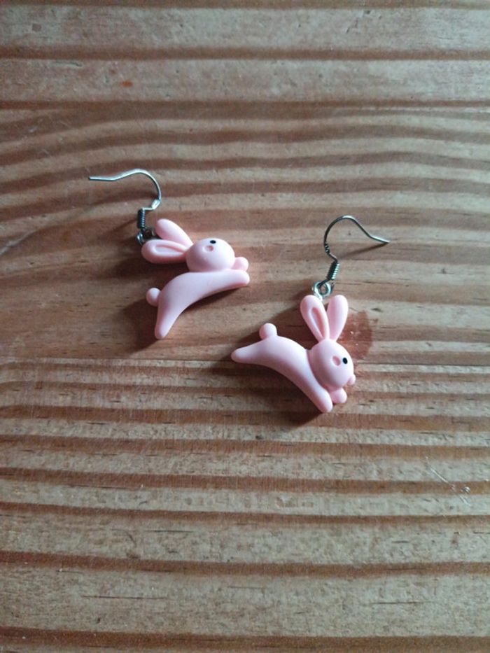 Boucles d'oreilles pâques lapin rose