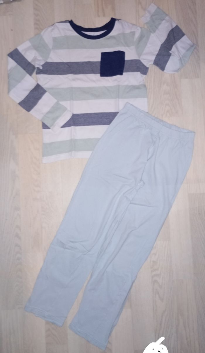 Pyjama en coton turquoise et gris H&M 
T. 8-10 ans - photo numéro 2