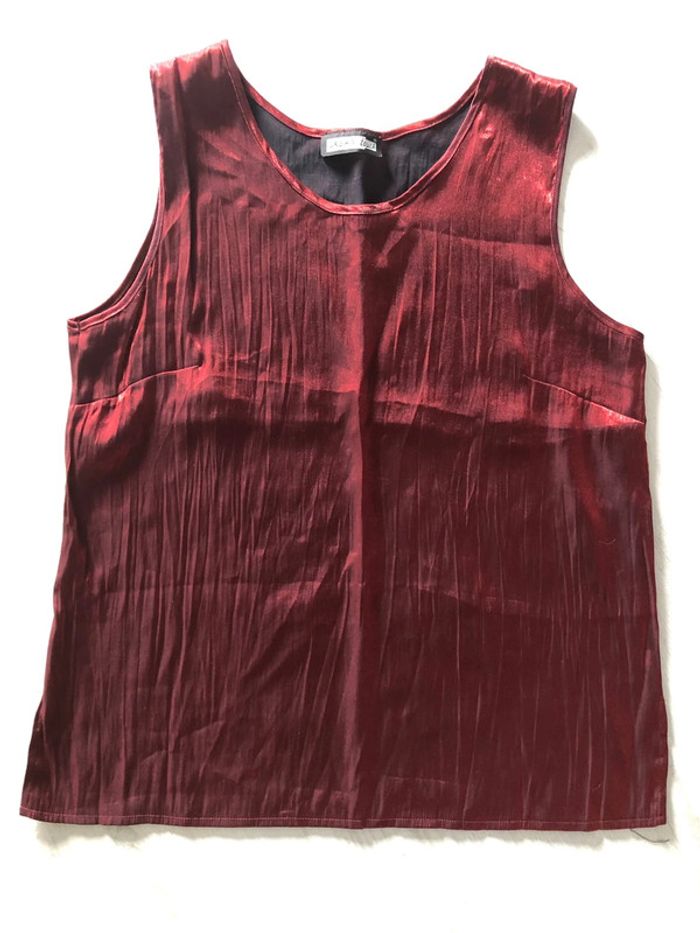 AN84- Débardeur « uban touch » bordeaux effet métallisé T 44-46 porté 1 fois - photo numéro 3