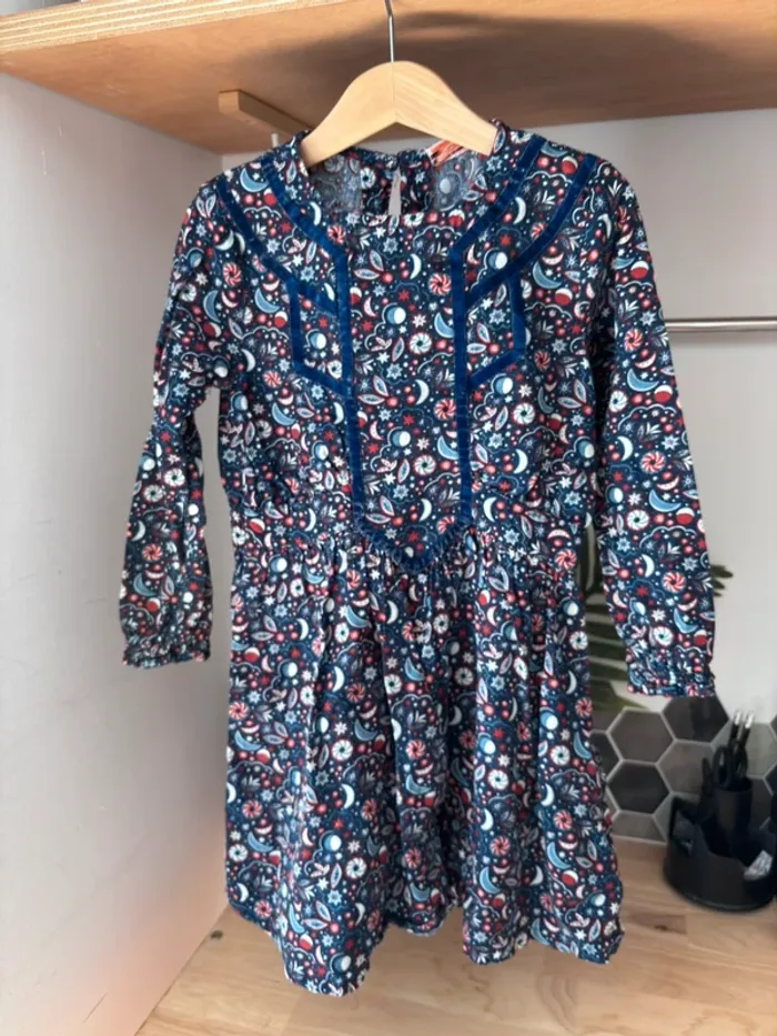 💙 superbe robe en coton à manches longues - TAO - 5 ans - photo numéro 3