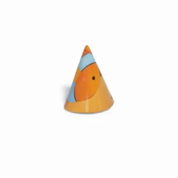 x6 Chapeaux Fête d’Anniversaire Alfredo Motif Poisson Orange