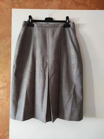 Jupe plissée mi longue motif pied de poule