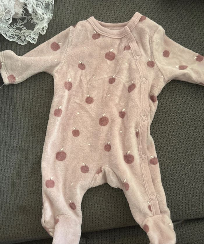 Pyjama chaud rose à  motif pommes